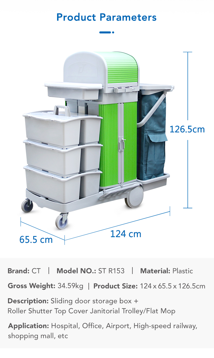 CT Flat Mopping Roll Top Cabinet Trolley - Cleanic Cleaning Equipment